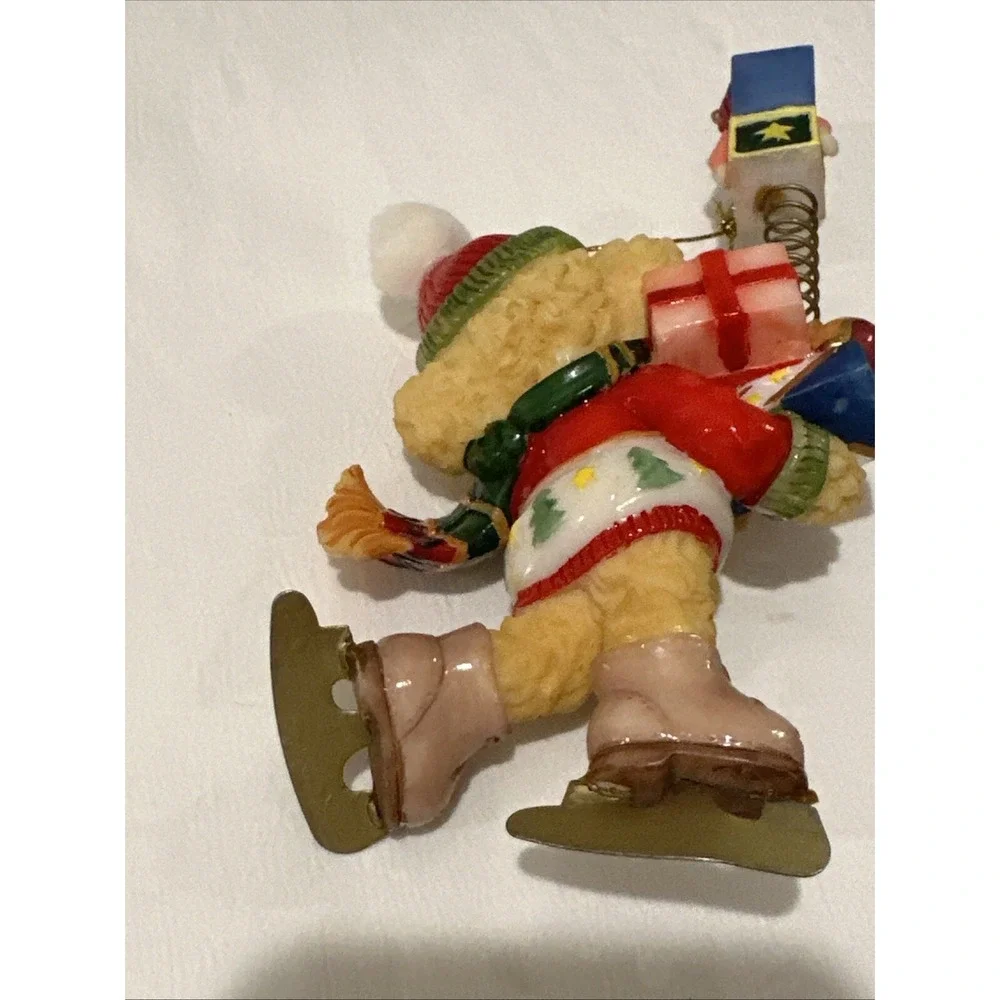 Bear Ornament Jack in box Ice Skating Heavy Christmas Ornament